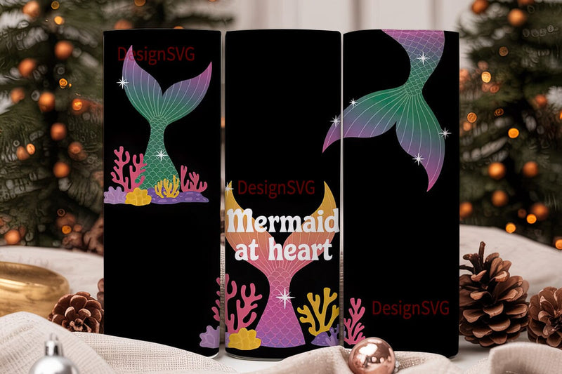 Mermaid At Heart 20oz Tumbler Wrap Sublimation DesignSVG 