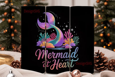 Mermaid At Heart 20oz Tumbler Wrap Sublimation DesignSVG 