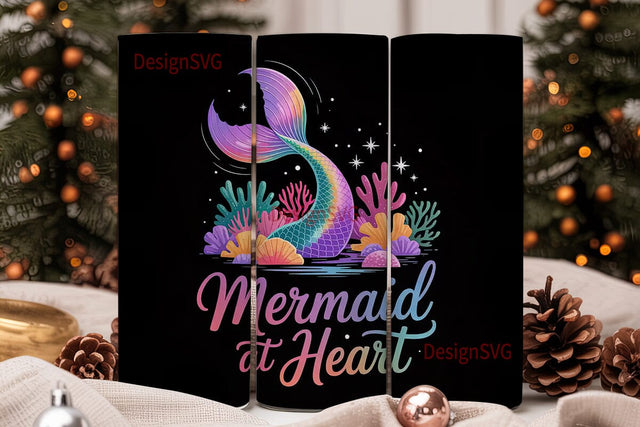 Mermaid At Heart 20oz Tumbler Wrap Sublimation DesignSVG 