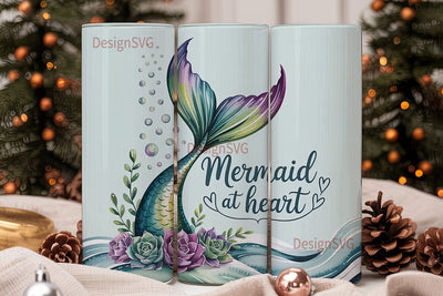 Mermaid at Heart 20oz Tumbler Wrap Sublimation DesignSVG 