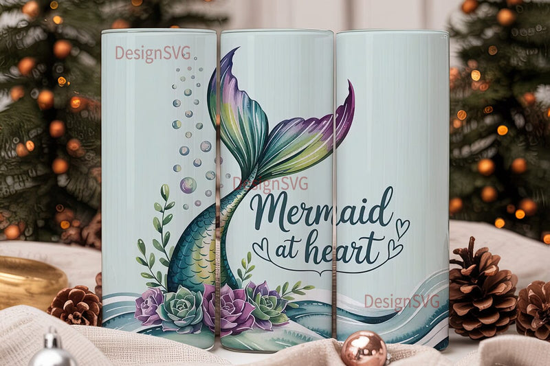 Mermaid at Heart 20oz Tumbler Wrap Sublimation DesignSVG 