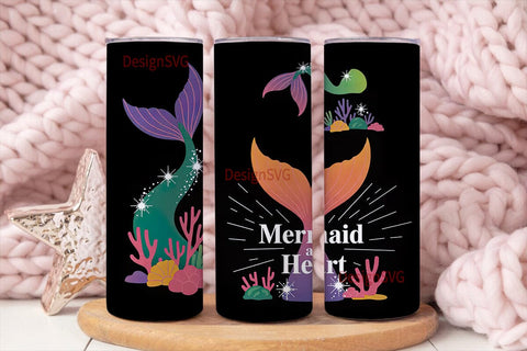Mermaid At Heart 20oz Tumbler Wrap Sublimation DesignSVG 