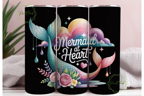Mermaid at Heart 20oz Tumbler Wrap Sublimation PixelChick 