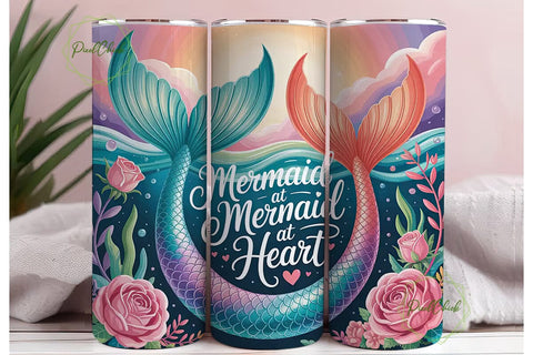 Mermaid at Heart 20oz Tumbler Wrap Sublimation PixelChick 