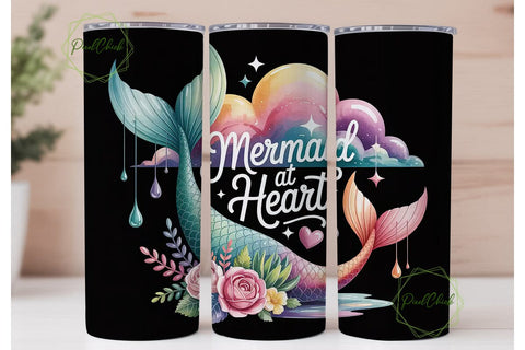 Mermaid at Heart 20oz Tumbler Wrap Sublimation PixelChick 