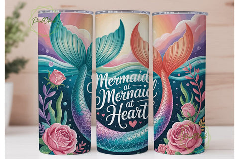 Mermaid at Heart 20oz Tumbler Wrap Sublimation PixelChick 