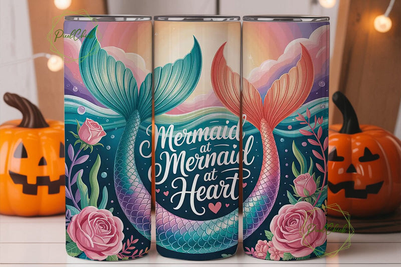 Mermaid at Heart 20oz Tumbler Wrap Sublimation PixelChick 
