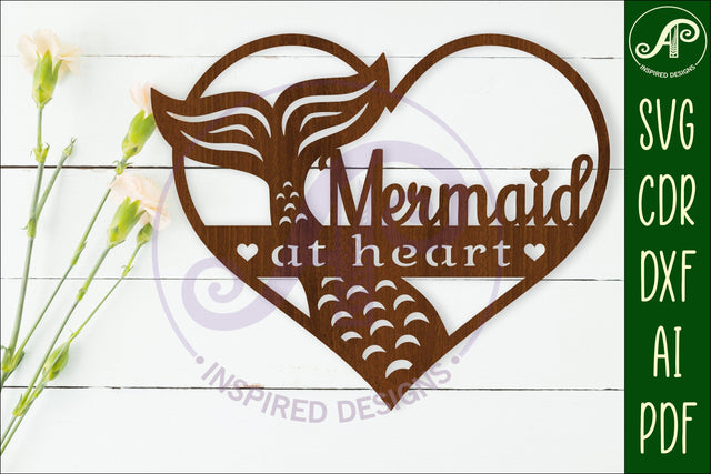 Mermaid at heart wall art sign, SVG file SVG APInspireddesigns 