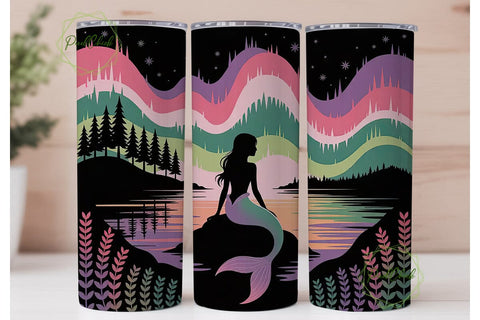 Mermaid Aurora 20oz Tumbler Wrap Sublimation PixelChick 