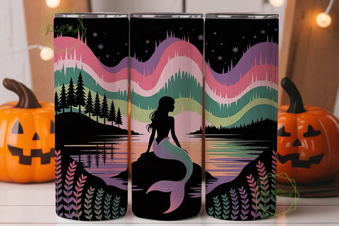 Mermaid Aurora 20oz Tumbler Wrap Sublimation PixelChick 