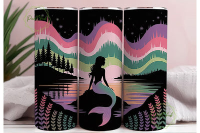 Mermaid Aurora 20oz Tumbler Wrap Sublimation PixelChick 