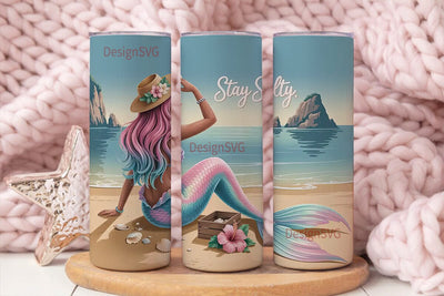 Mermaid Beach Tumbler Wrap Sublimation DesignSVG 