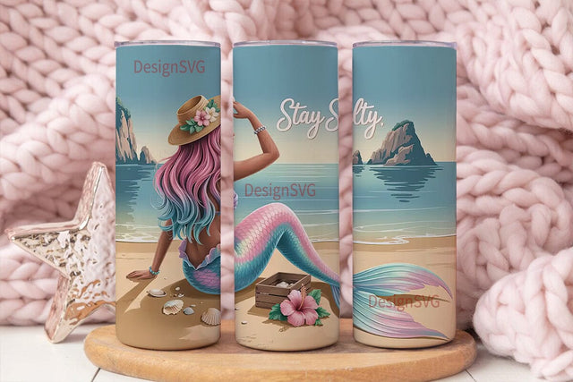 Mermaid Beach Tumbler Wrap Sublimation DesignSVG 