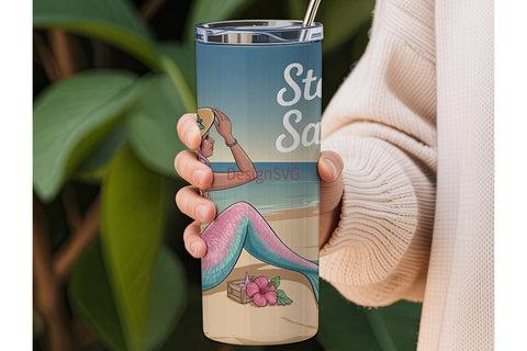 Mermaid Beach Tumbler Wrap Sublimation DesignSVG 
