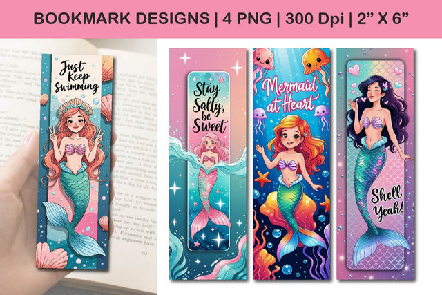 Mermaid bookmark design, fantasy bookmark design Sublimation Paper Switch 
