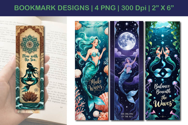 Mermaid bookmark design, ocean bookmark design Sublimation Paper Switch 