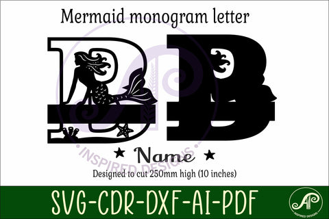 Mermaid Capital Monogram Letter name sign B SVG APInspireddesigns 