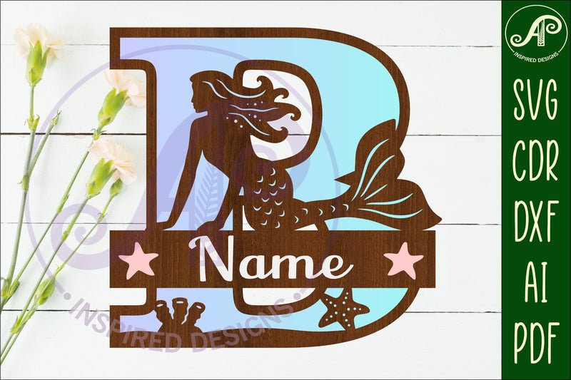 Mermaid Capital Monogram Letter name sign B SVG APInspireddesigns 
