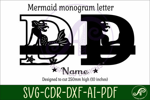 Mermaid Capital Monogram Letter name sign D SVG APInspireddesigns 