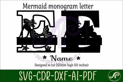 Mermaid Capital Monogram Letter name sign E SVG APInspireddesigns 