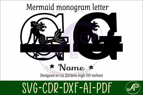 Mermaid Capital Monogram Letter name sign G SVG APInspireddesigns 