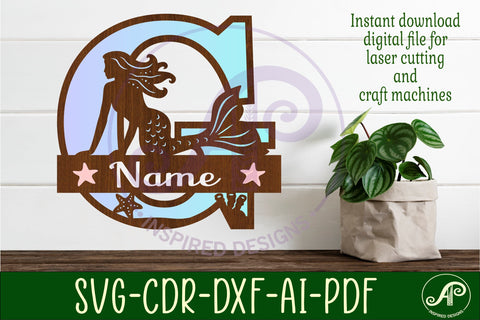 Mermaid Capital Monogram Letter name sign G SVG APInspireddesigns 