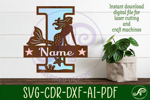 Mermaid Capital Monogram Letter name sign I SVG APInspireddesigns 