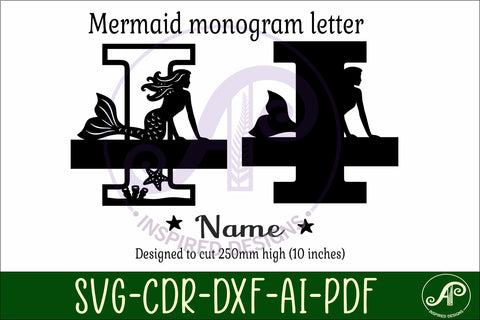 Mermaid Capital Monogram Letter name sign I SVG APInspireddesigns 