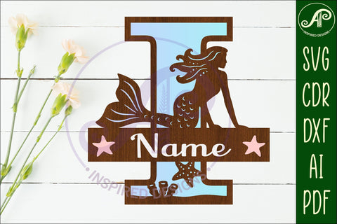 Mermaid Capital Monogram Letter name sign I SVG APInspireddesigns 