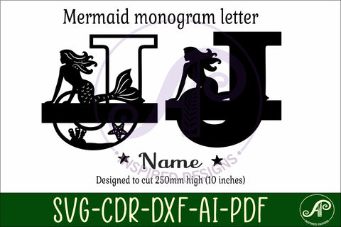 Mermaid Capital Monogram Letter name sign J SVG APInspireddesigns 