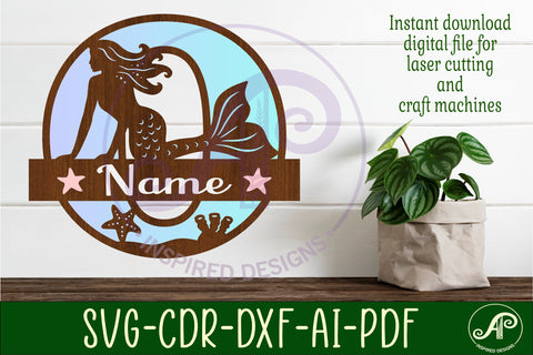 Mermaid Capital Monogram Letter name sign O SVG APInspireddesigns 