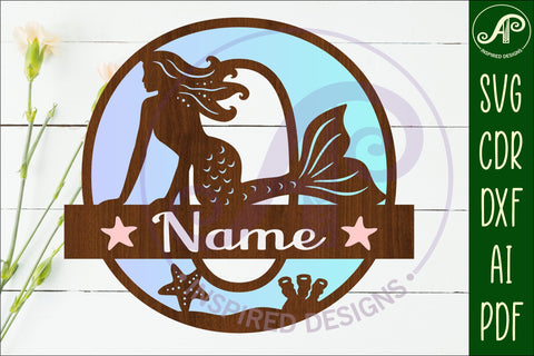 Mermaid Capital Monogram Letter name sign O SVG APInspireddesigns 
