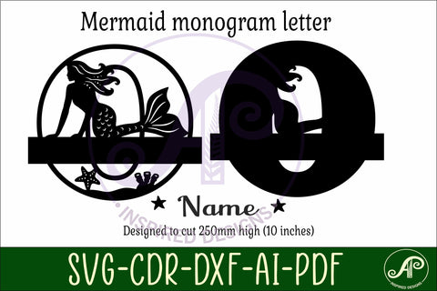 Mermaid Capital Monogram Letter name sign O SVG APInspireddesigns 