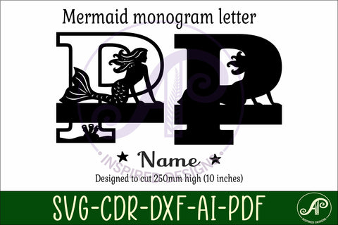 Mermaid Capital Monogram Letter name sign P SVG APInspireddesigns 