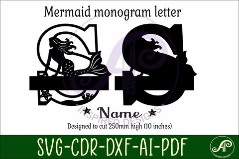Mermaid Capital Monogram Letter name sign S SVG APInspireddesigns 