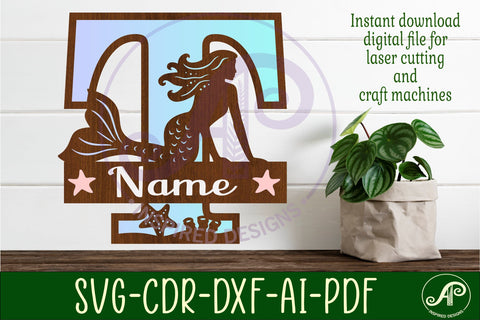 Mermaid Capital Monogram Letter name sign T SVG APInspireddesigns 