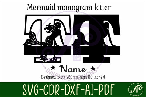 Mermaid Capital Monogram Letter name sign T SVG APInspireddesigns 