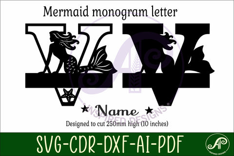 Mermaid Capital Monogram Letter name sign V SVG APInspireddesigns 