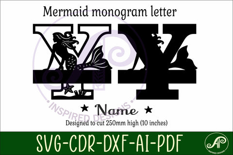 Mermaid Capital Monogram Letter name sign Y SVG APInspireddesigns 