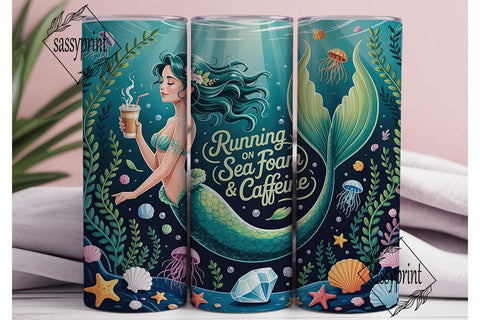 Mermaid Coffee 20oz Tumbler Wrap Sublimation sassyprint 
