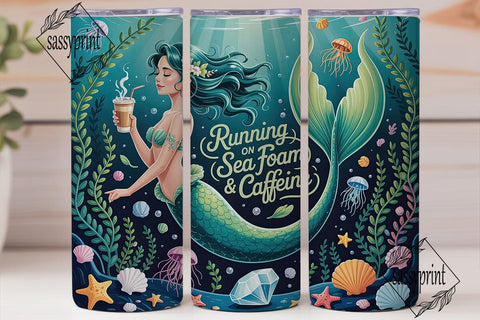 Mermaid Coffee 20oz Tumbler Wrap Sublimation sassyprint 