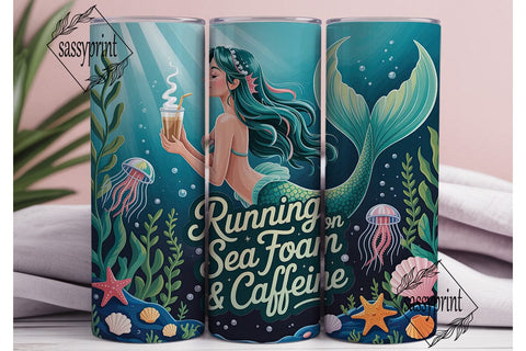 Mermaid Coffee 20oz Tumbler Wrap Sublimation sassyprint 