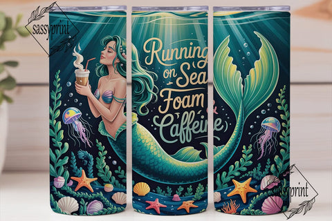 Mermaid Coffee 20oz Tumbler Wrap Sublimation sassyprint 