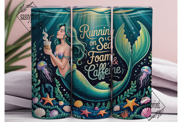 Mermaid Coffee 20oz Tumbler Wrap Sublimation sassyprint 