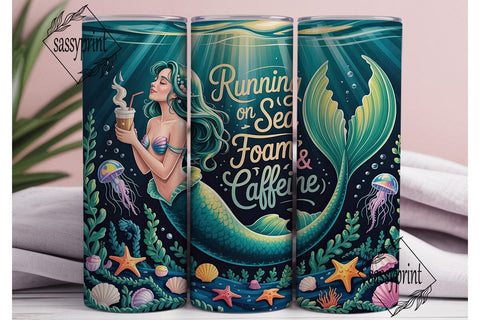 Mermaid Coffee 20oz Tumbler Wrap Sublimation sassyprint 