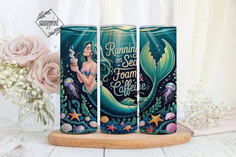 Mermaid Coffee 20oz Tumbler Wrap Sublimation sassyprint 