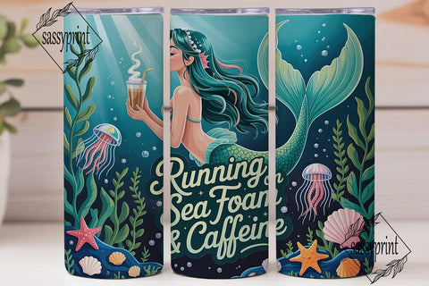 Mermaid Coffee 20oz Tumbler Wrap Sublimation sassyprint 