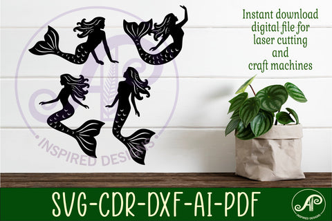 Mermaid cut out design, laser cut file, shapes. SVG 1 SVG APInspireddesigns 