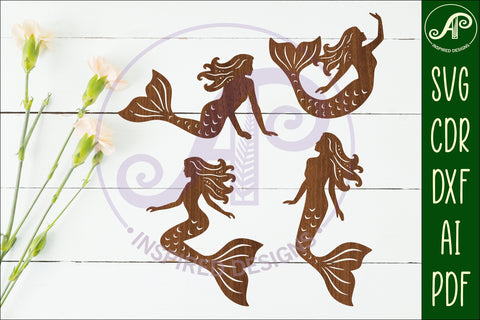 Mermaid cut out design, laser cut file, shapes. SVG 1 SVG APInspireddesigns 