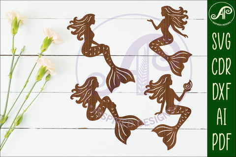Mermaid cut out design, laser cut file, shapes. SVG 2 SVG APInspireddesigns 